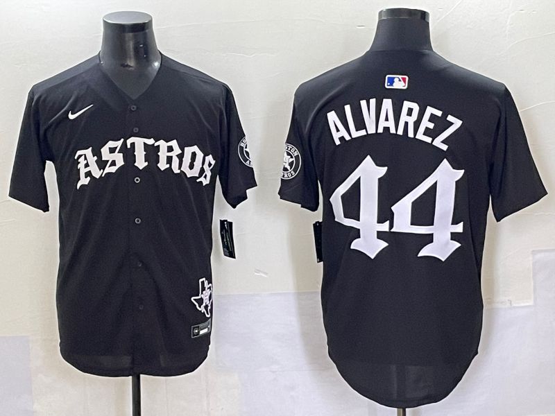 Men 2025 Houston Astros 44 Alvarez Black Seven generations Joint Name Nike MLB Jersey style 1